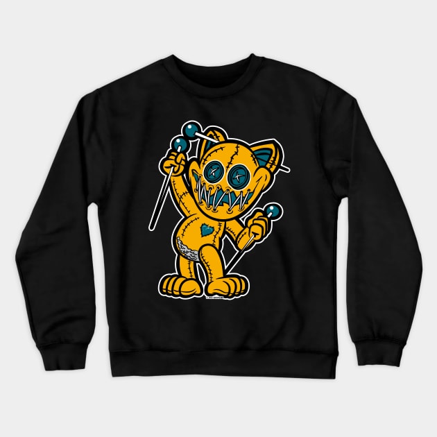 Happy VooDoo Kitty Cat Doll Jacksonville Colors Crewneck Sweatshirt by eShirtLabs